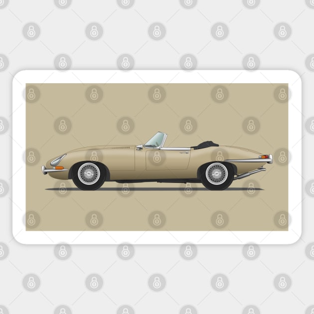 Jaguar E Type Roadster Golden Sand Sticker by SteveHClark